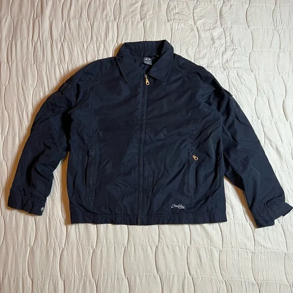 Vintage Oakley Software Women Black Zip Jacket Size Small Mid-Length Y2K Rare - Picture 1 of 5